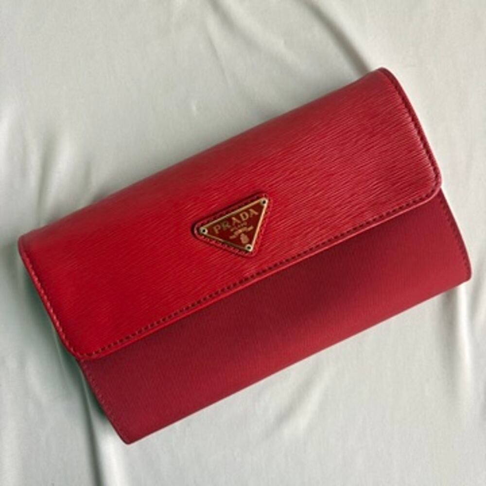 Prada Vitello & Fabric Move Red Crossbody Wallet